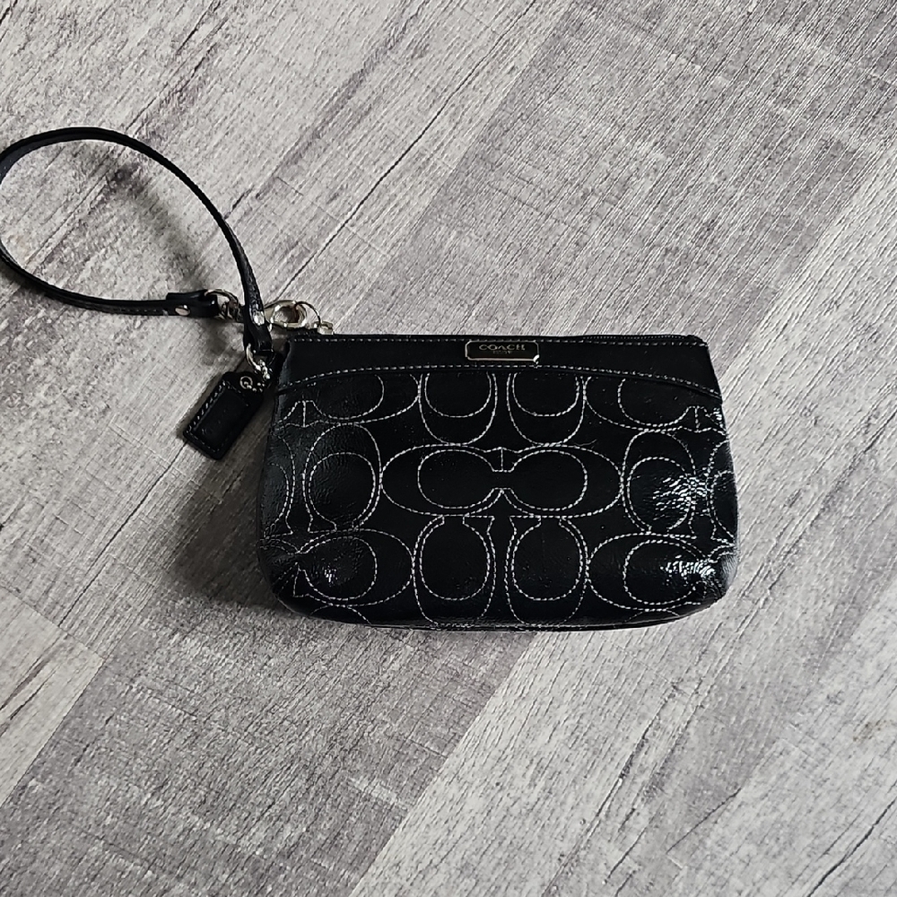 Coach Black Monogram Clutch Wristlet